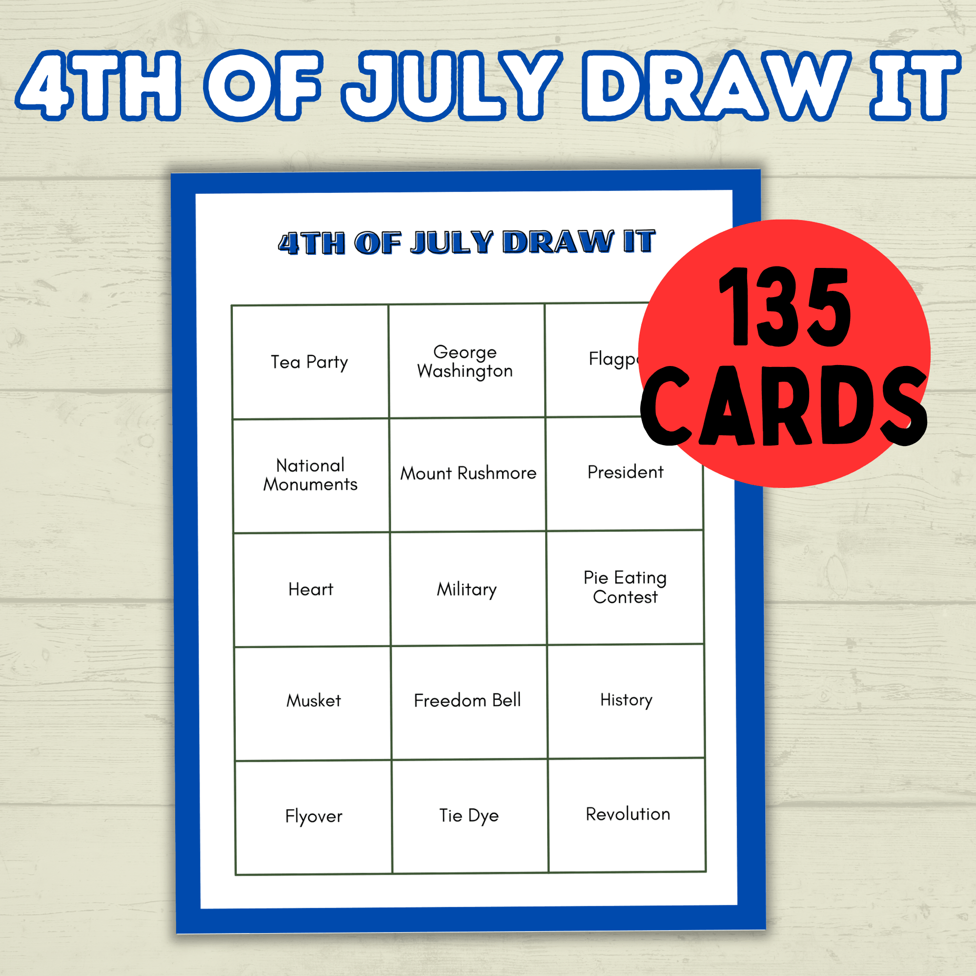 4th of July Games Adults and Kids, Draw it 4th of July, 4th of July Charades, Summer Games, Independence Games, Fourth of July Family Game
