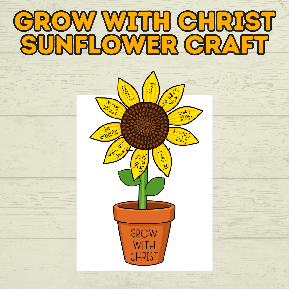 Sunflower Craft, Sunday School Craft, Grow with Christ Craft, Bible Lesson, Homeschool, VBS, Christian Activity, Fall Christian Craft