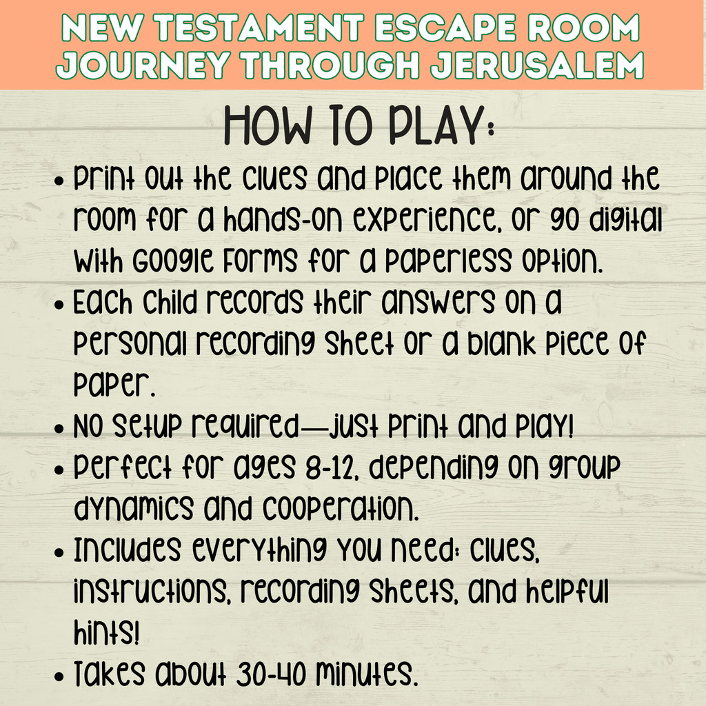 Bible Escape Room | New Testament Escape Room for Kids | Kids Games | Easter Games