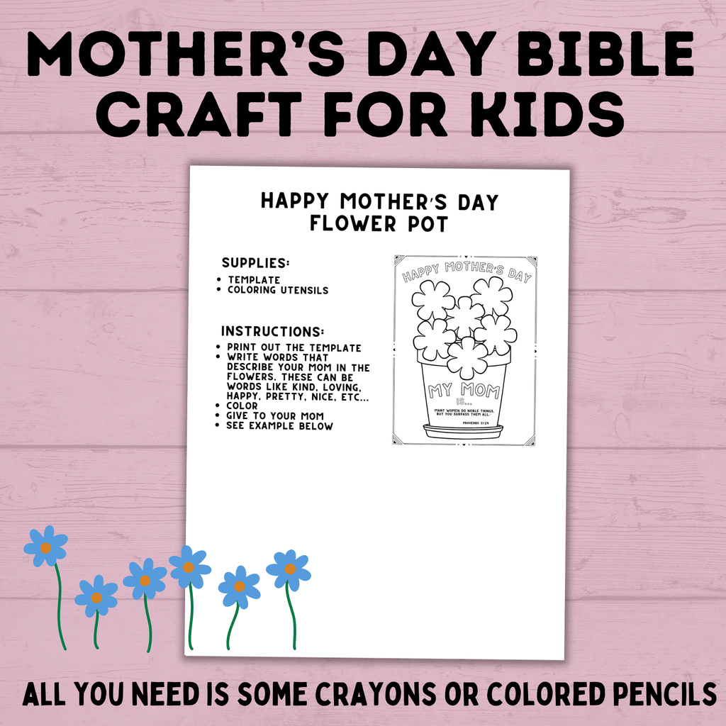 Mother's Day Craft for Kids | Bible Craft | Mother's Day Bible Craft for Kids | Kids Crafts | Toddler Crafts | Kids Printables | Mother's