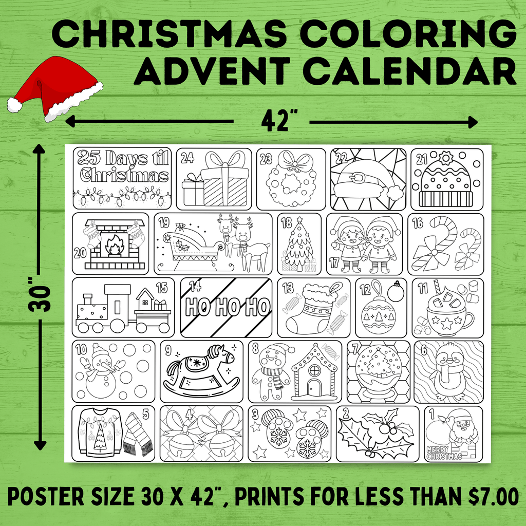Christmas Coloring Countdown Poster | Christmas Poster | Christmas Countdown | Christmas Advent Calendar | Christmas Coloring Advent