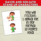 King David and Goliath Biblical Characters Stand Up Bible Story, VBS, Kids