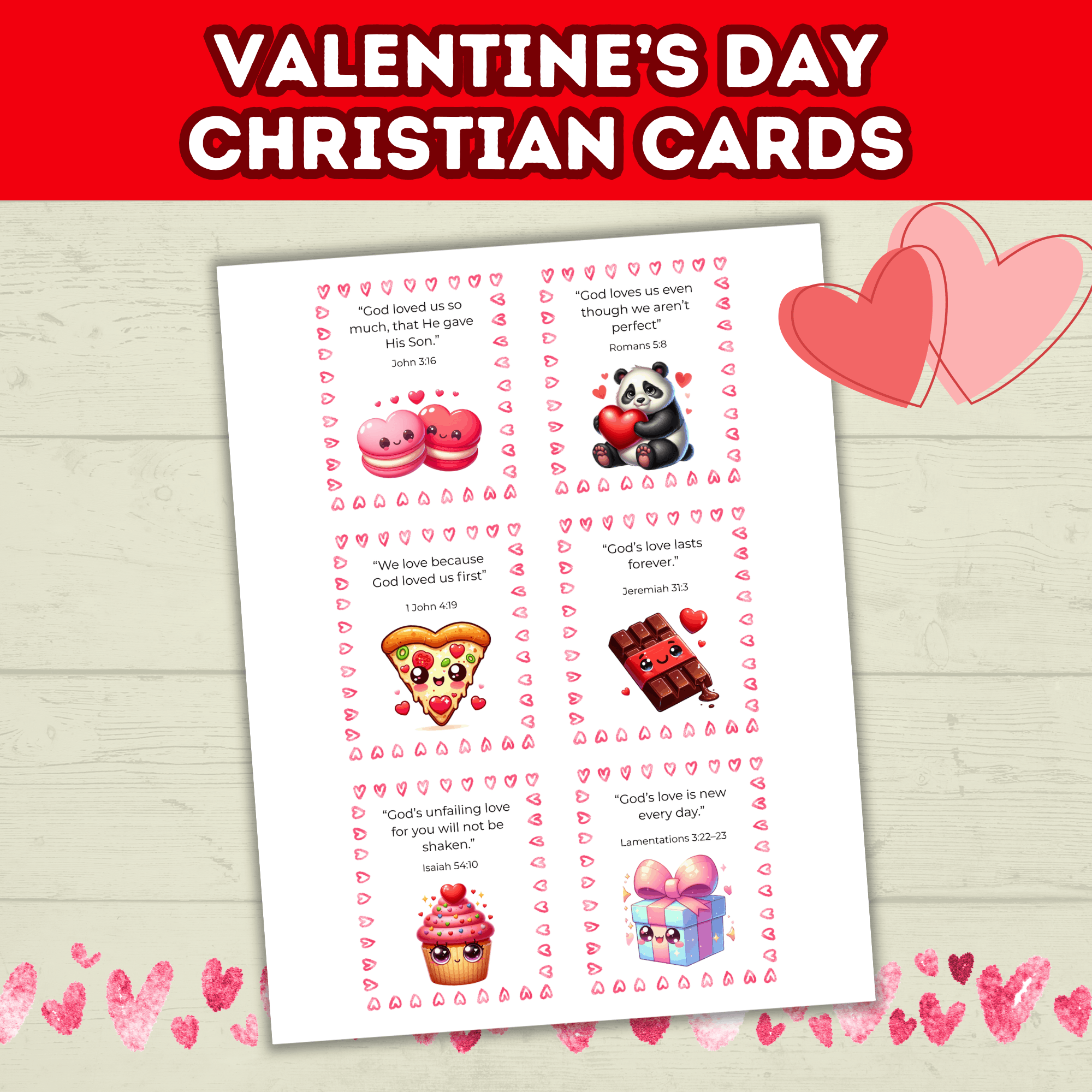 Christian Valentine's Cards for Kids, Classroom Valentines Party, Scripture Cards Printable