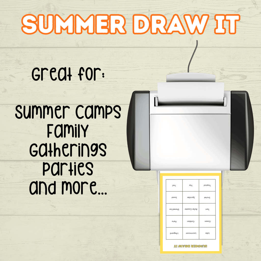 Summer Draw it Party Games and Activities, Summer Charades, Family Game Night, Adult Games, Icebreaker