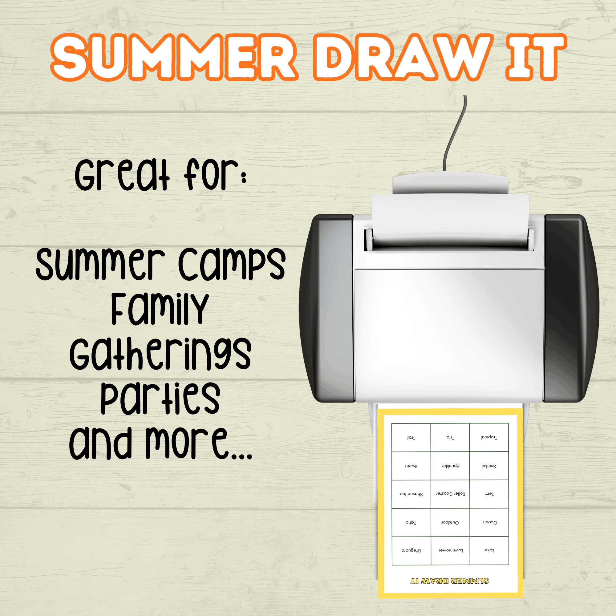 Summer Draw it Party Games and Activities, Summer Charades, Family Game Night, Adult Games, Icebreaker