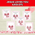 Axolotl Valentine's Day Cards for Kids Gifts, Classroom Valentines, Christian Valentines