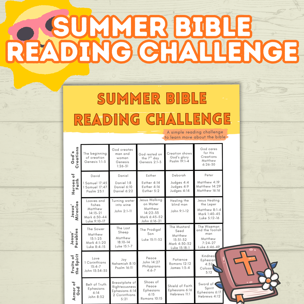 Bible Summer Reading Challenge, Bible Challenge. VBS, Sunday School, Sunday Activities, Summer Activity, Bible Activity, Summer Challenge
