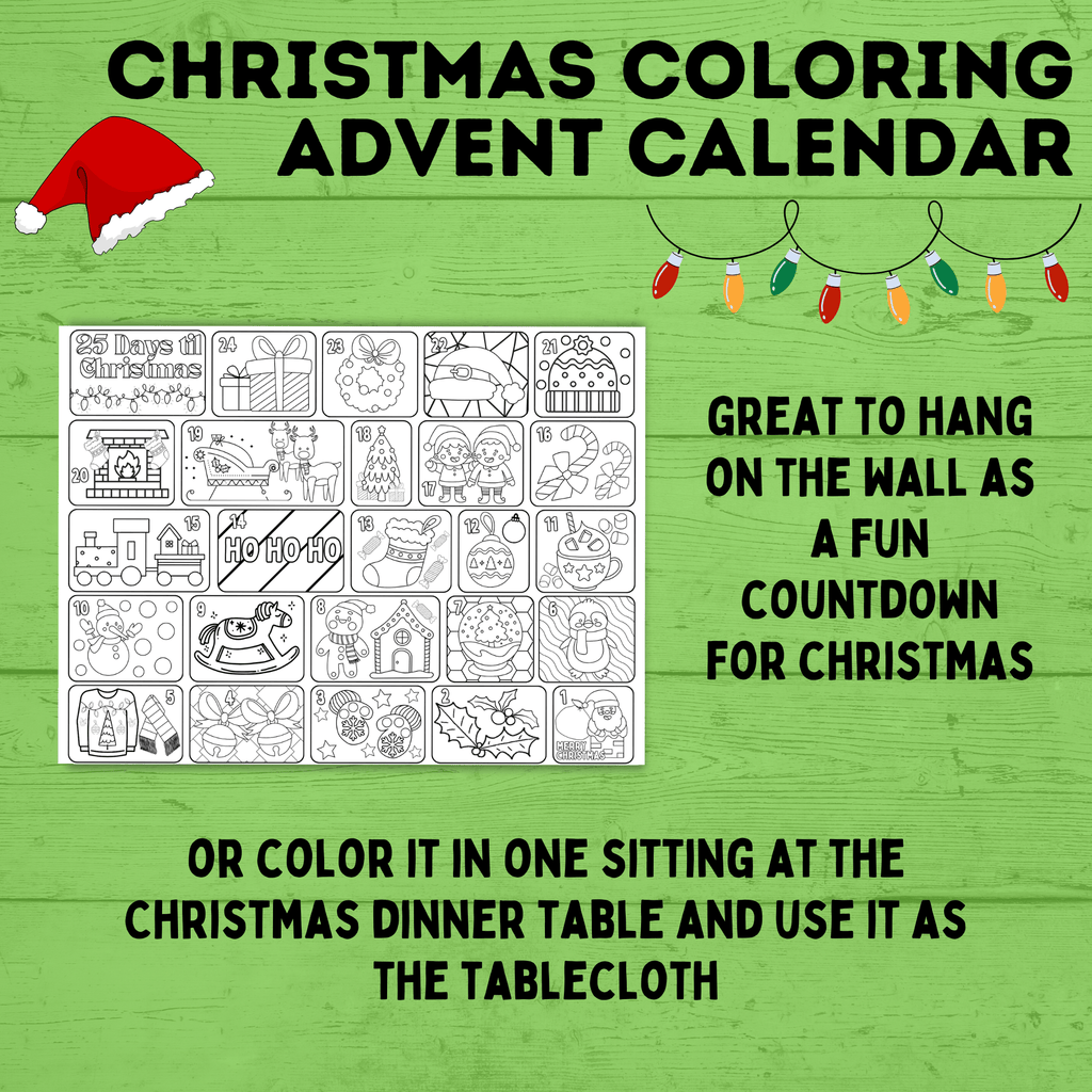 Christmas Coloring Countdown Poster | Christmas Poster | Christmas Countdown | Christmas Advent Calendar | Christmas Coloring Advent