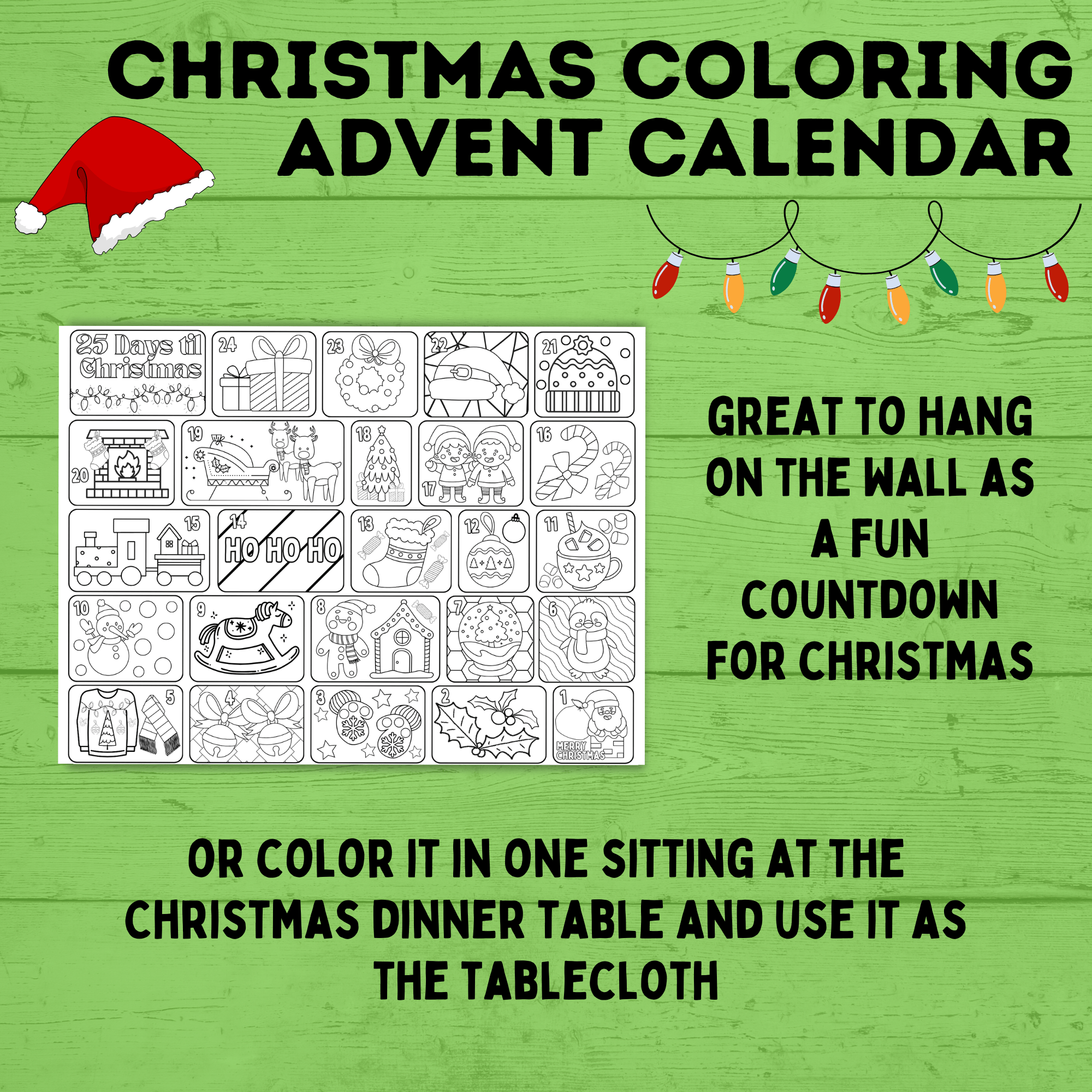 Christmas Coloring Countdown Poster | Christmas Poster | Christmas Countdown | Christmas Advent Calendar | Christmas Coloring Advent