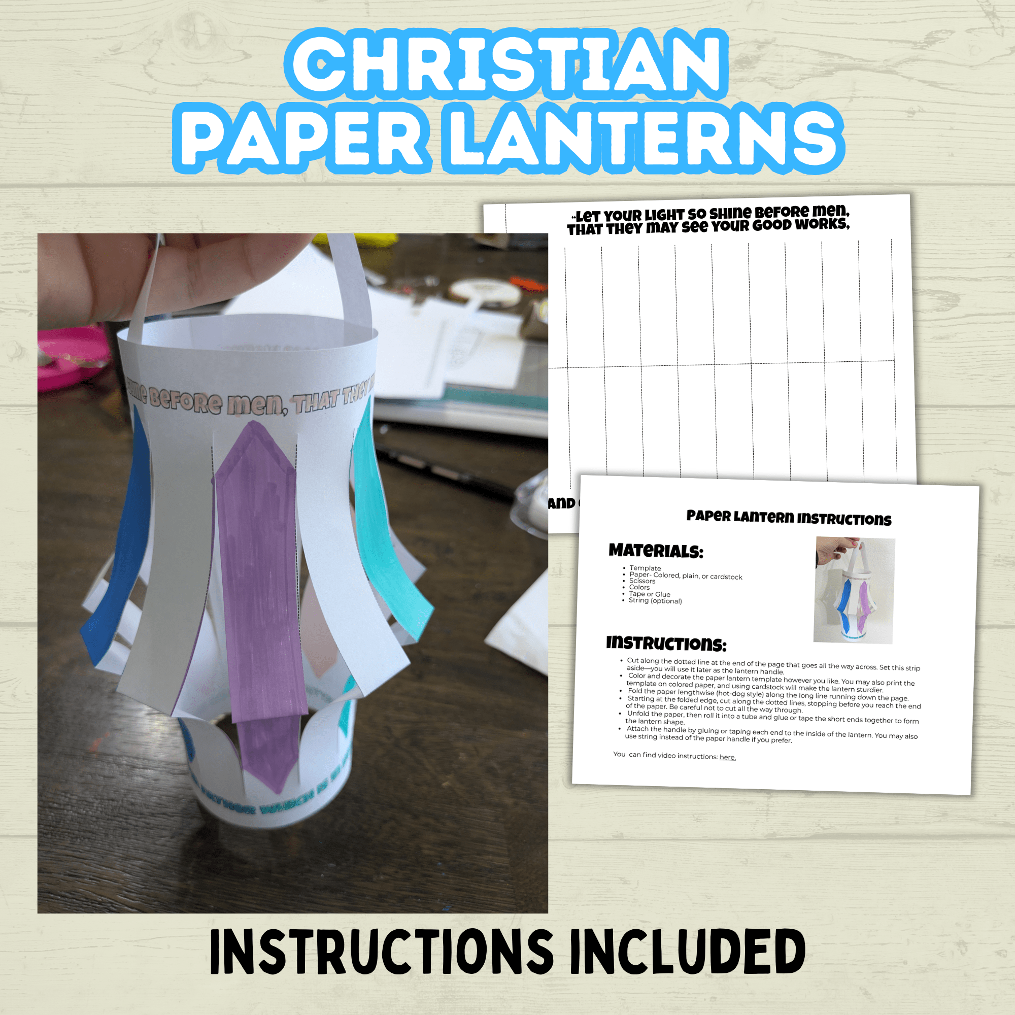 DIY Christian Paper Lantern, Sunday School Jesus Crafts, Let Your Light Shine