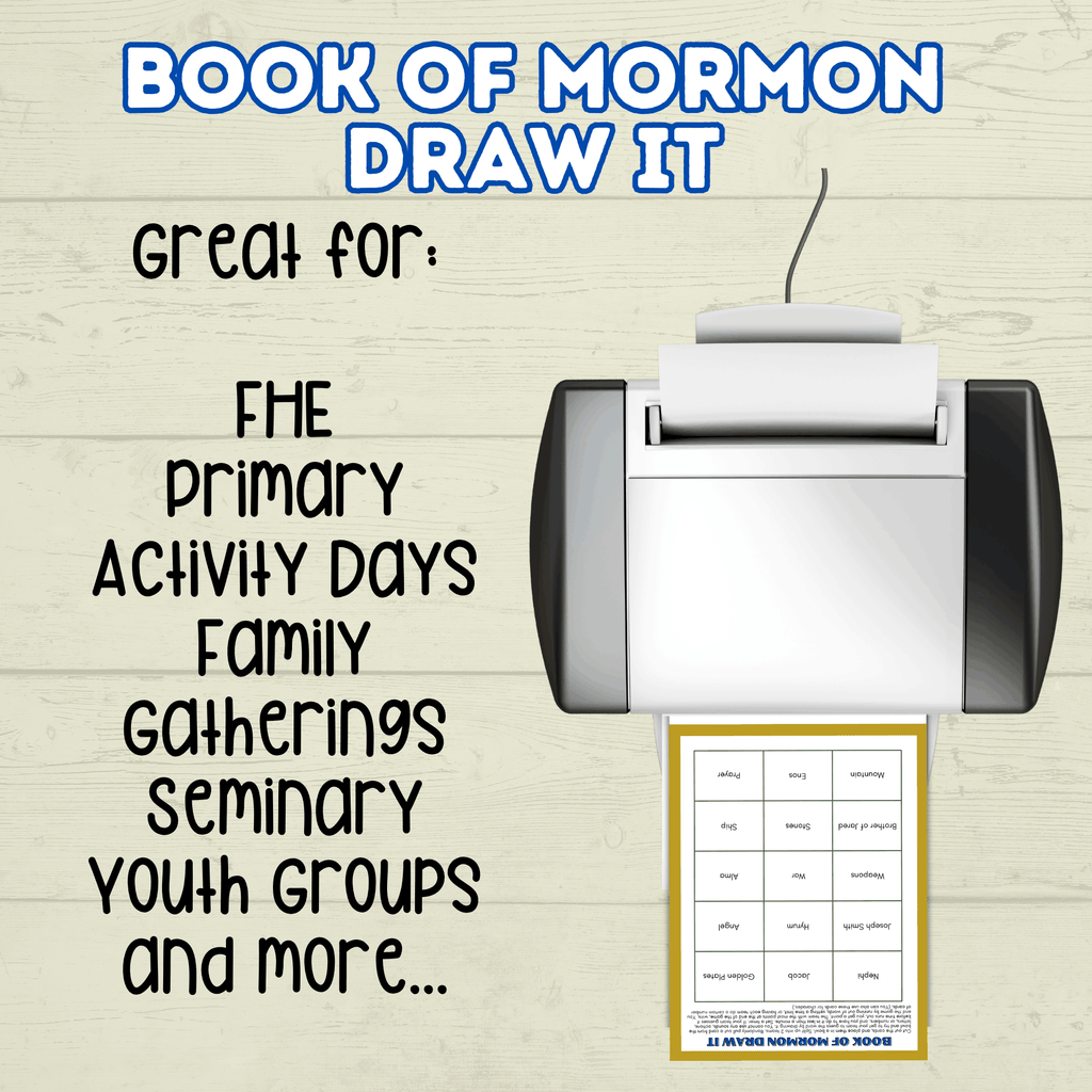 Book of Mormon Draw it Game, Book of Mormon Activity, Book of Mormon Charades, BOM, Seminary Game, Institute Game, Primary Game, LDS game