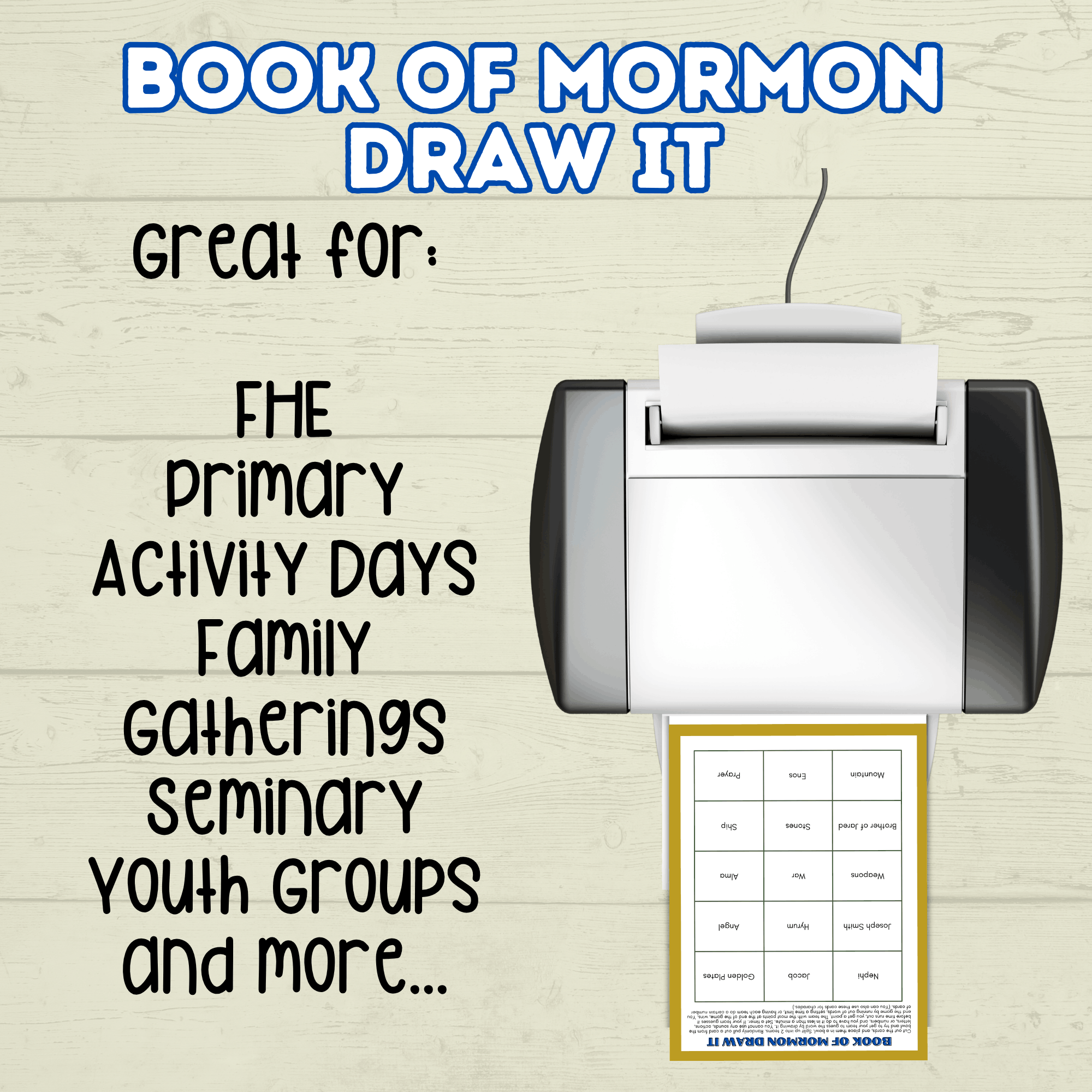 Book of Mormon Draw it Game, Book of Mormon Activity, Book of Mormon Charades, BOM, Seminary Game, Institute Game, Primary Game, LDS game
