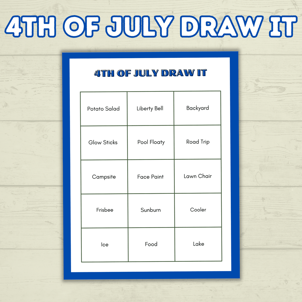 4th of July Games Adults and Kids, Draw it 4th of July, 4th of July Charades, Summer Games, Independence Games, Fourth of July Family Game