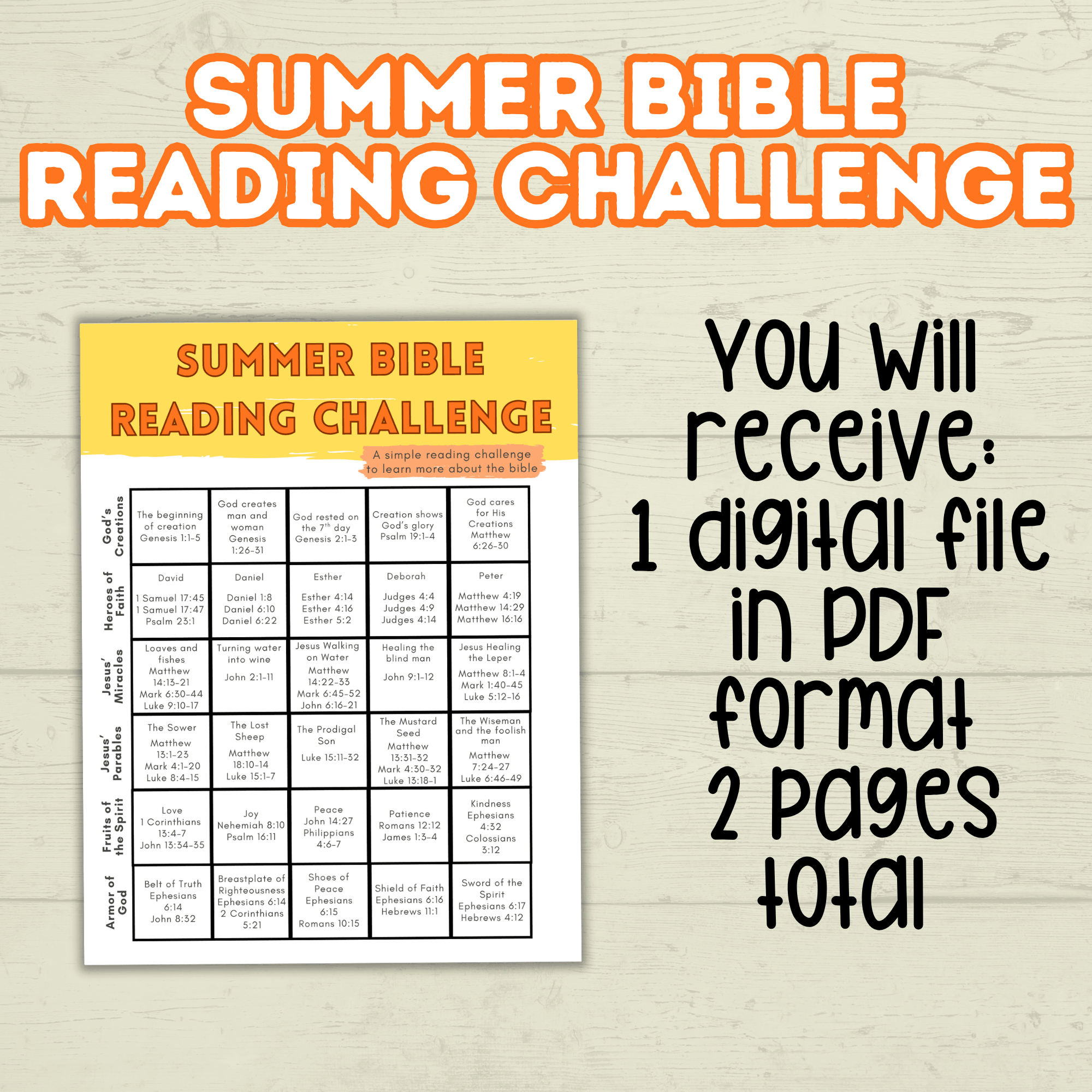 Bible Summer Reading Challenge, Bible Challenge. VBS, Sunday School, Sunday Activities, Summer Activity, Bible Activity, Summer Challenge