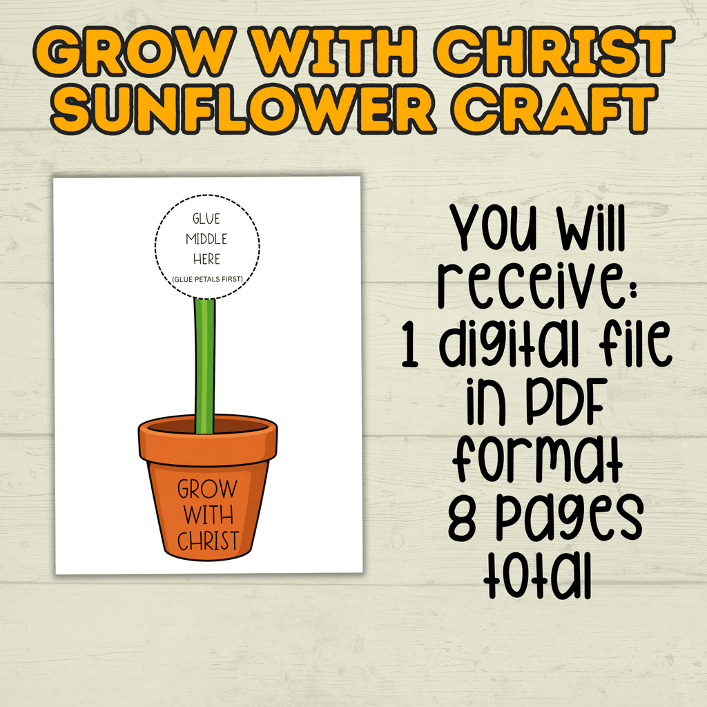 Sunflower Craft, Sunday School Craft, Grow with Christ Craft, Bible Lesson, Homeschool, VBS, Christian Activity, Fall Christian Craft