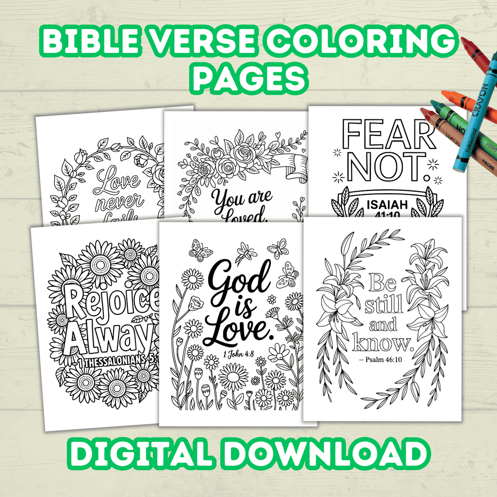 Bible Verse Coloring Pages for Kids and Adults, Christian Scripture Activity Sheets