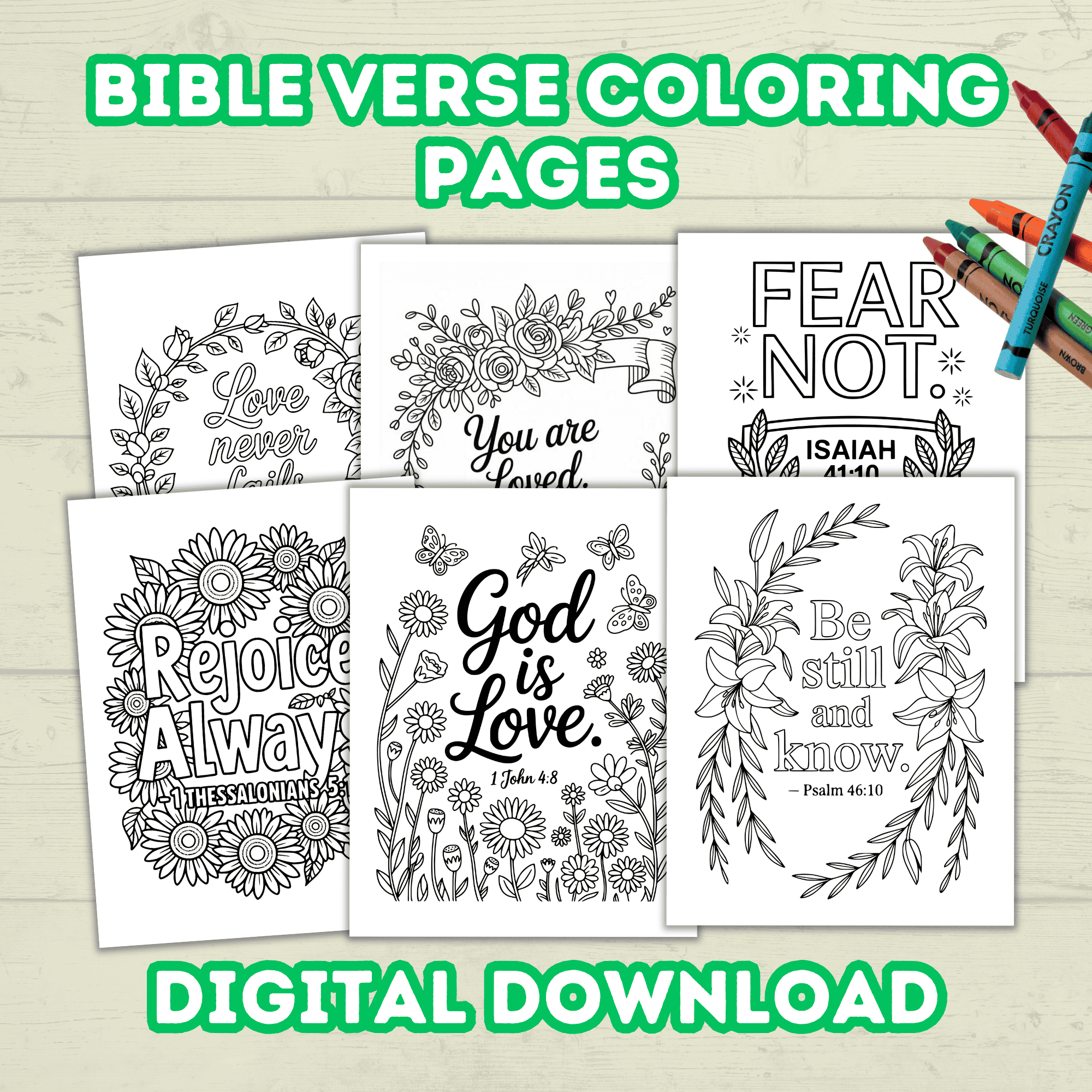 Bible Verse Coloring Pages for Kids and Adults, Christian Scripture Activity Sheets