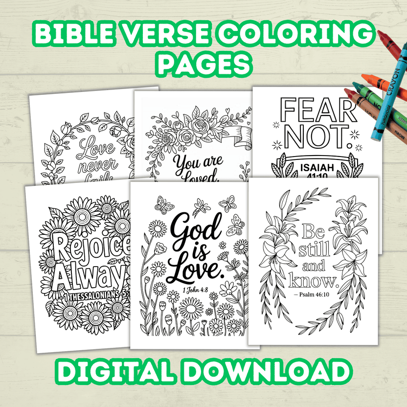 Bible Verse Coloring Pages for Kids and Adults, Christian Scripture Ac ...