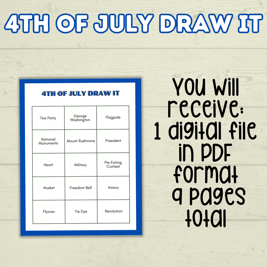 4th of July Games Adults and Kids, Draw it 4th of July, 4th of July Charades, Summer Games, Independence Games, Fourth of July Family Game