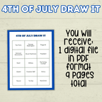 4th of July Games Adults and Kids, Draw it 4th of July, 4th of July Charades, Summer Games, Independence Games, Fourth of July Family Game