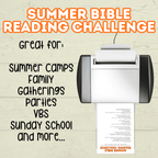 Bible Summer Reading Challenge, Bible Challenge. VBS, Sunday School, Sunday Activities, Summer Activity, Bible Activity, Summer Challenge