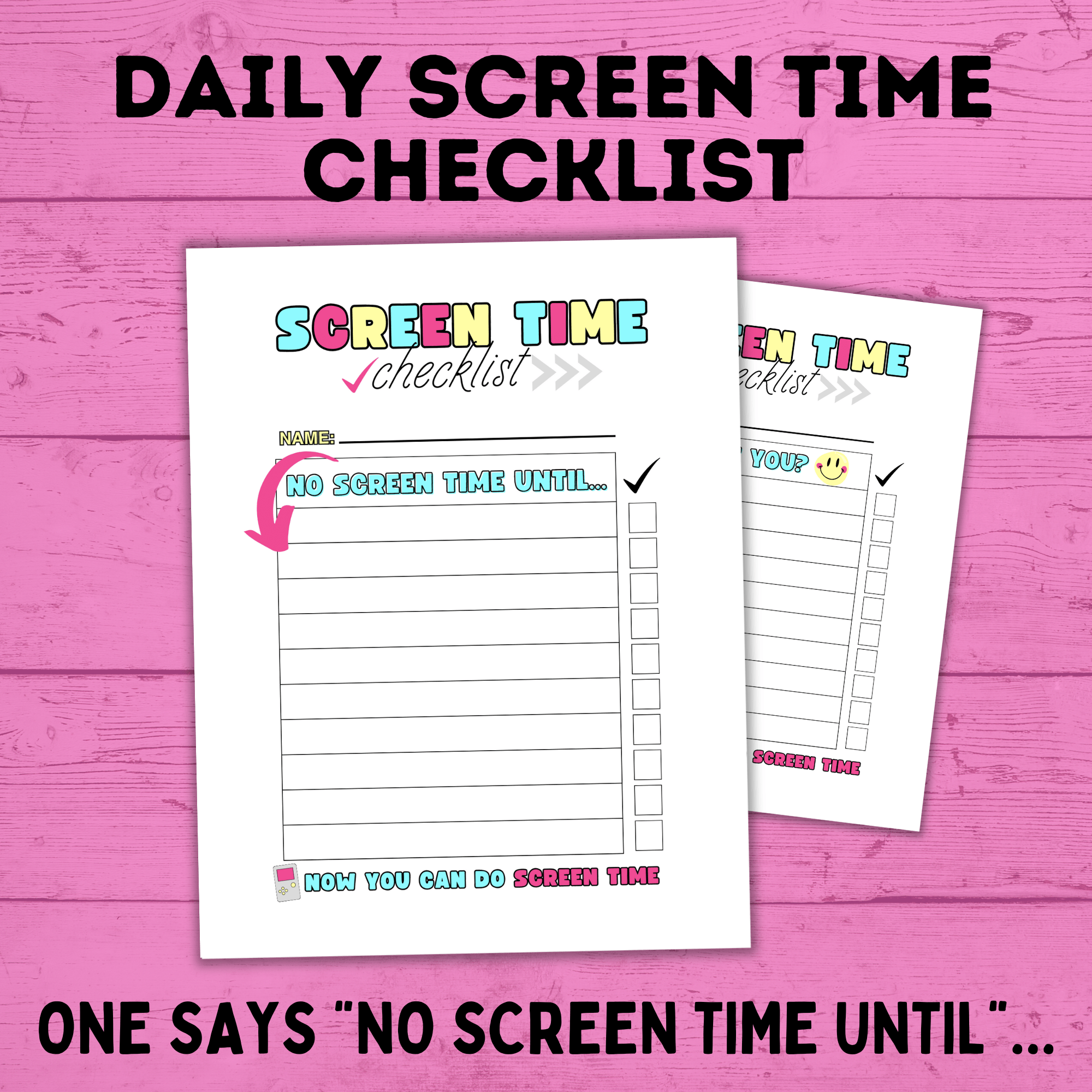Daily Screen Time Checklist | Checklist for Kids | Screen Time Reward Chart | Chore Chart | TV Chart | Daily Checklist | Fillable PDF