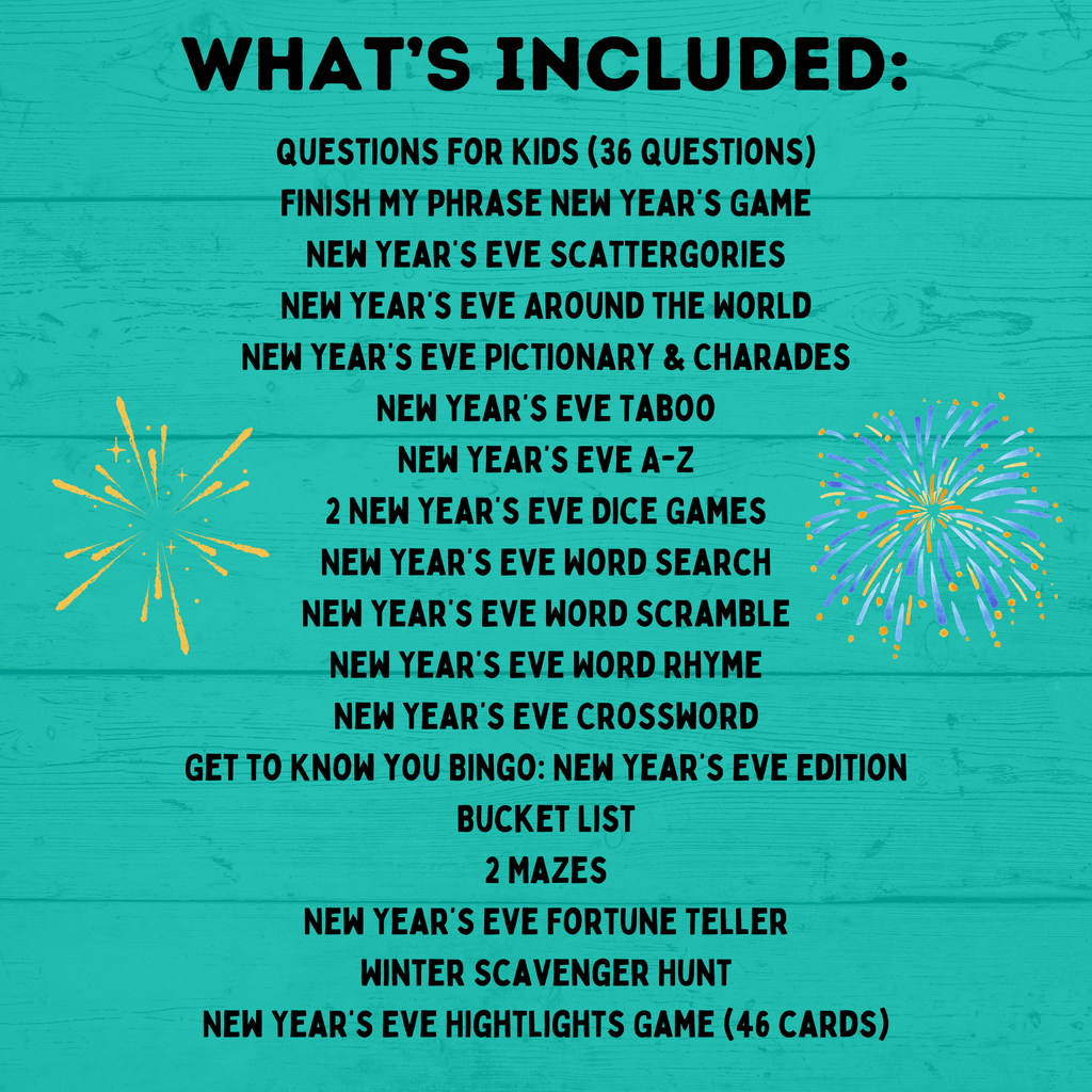 New Year's Eve Game Pack for the Whole Family | New Year's Games | Kids Games | Family Games | New Year's Eve Pictionary | Games for Kids