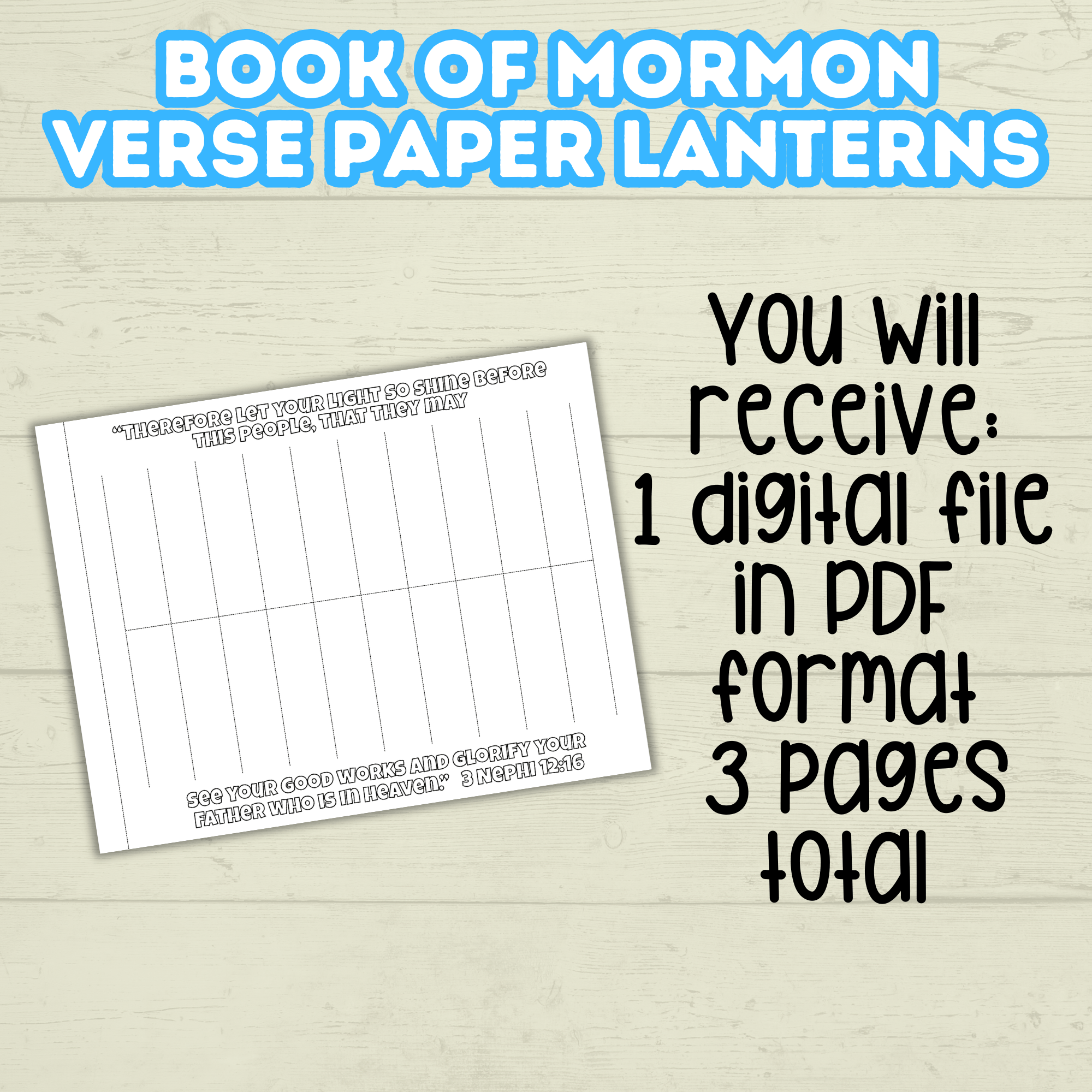 Paper Lantern Template for Kids, Book of Mormon Verse Craft, Sunday School Craft
