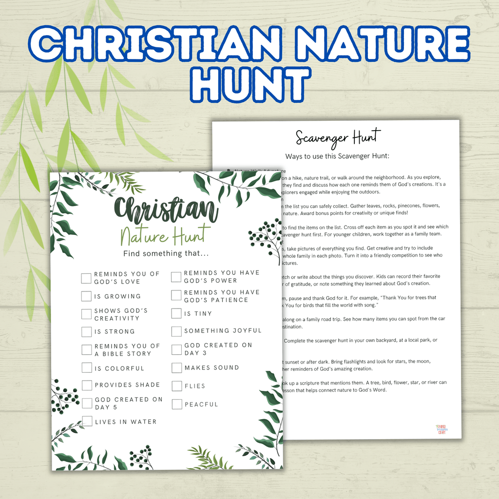 Christian Nature Walk for Kids, Christ Scavenger Hunt, Bible Scavenger Hunt, Nature Hunt, Christian Activity, VBS, Sunday School Activity