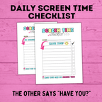 Daily Screen Time Checklist | Checklist for Kids | Screen Time Reward Chart | Chore Chart | TV Chart | Daily Checklist | Fillable PDF