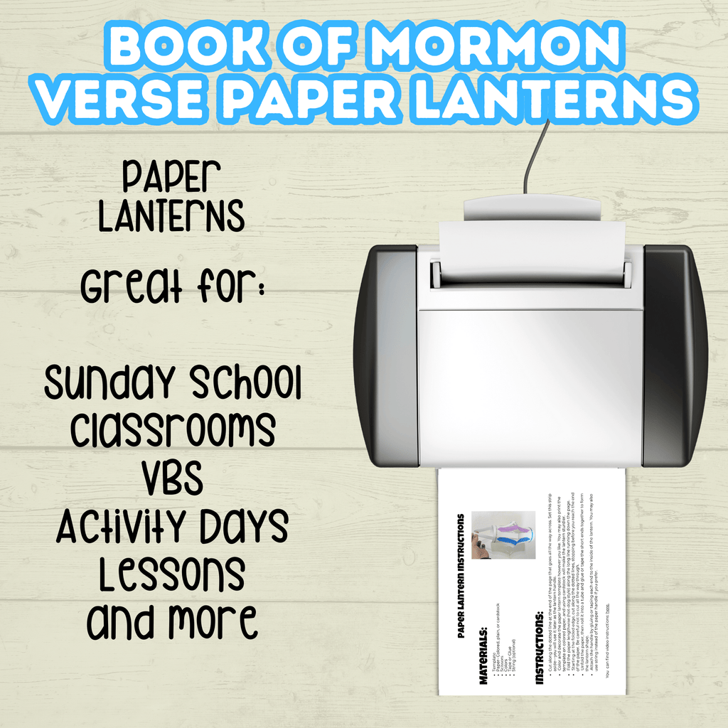 Paper Lantern Template for Kids, Book of Mormon Verse Craft, Sunday School Craft