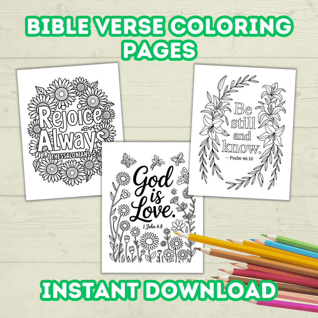 Bible Verse Coloring Pages for Kids and Adults, Christian Scripture Activity Sheets