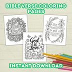 Bible Verse Coloring Pages for Kids and Adults, Christian Scripture Activity Sheets