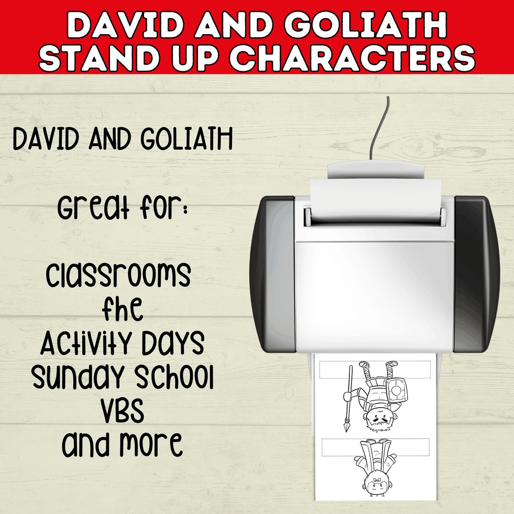 King David and Goliath Biblical Characters Stand Up Bible Story, VBS, Kids