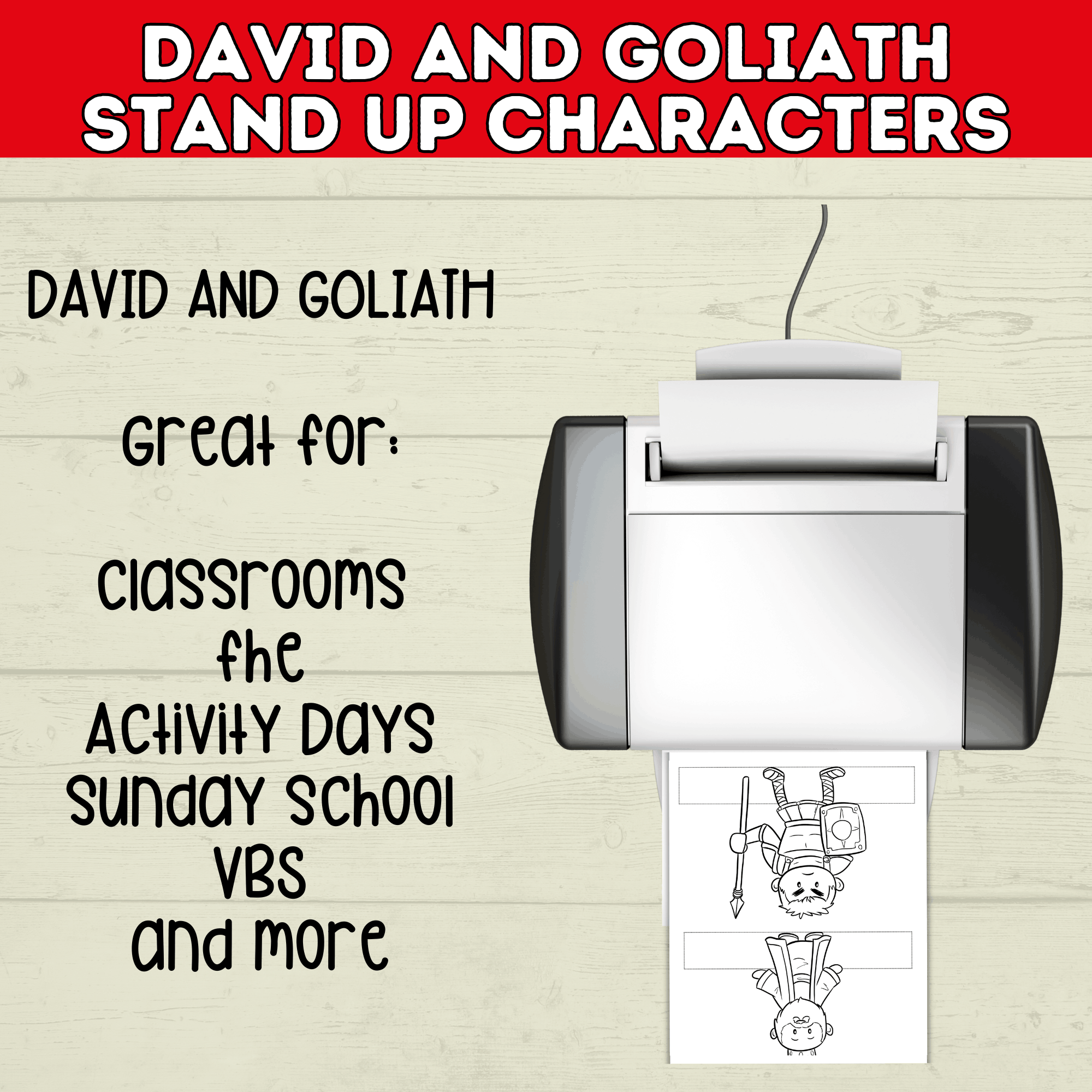 King David and Goliath Biblical Characters Stand Up Bible Story, VBS, Kids