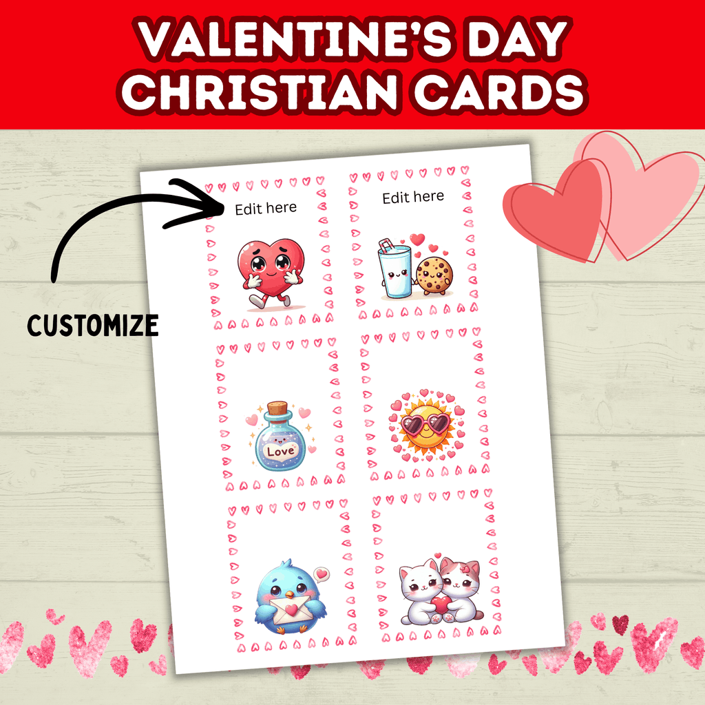 Christian Valentine's Cards for Kids, Classroom Valentines Party, Scripture Cards Printable