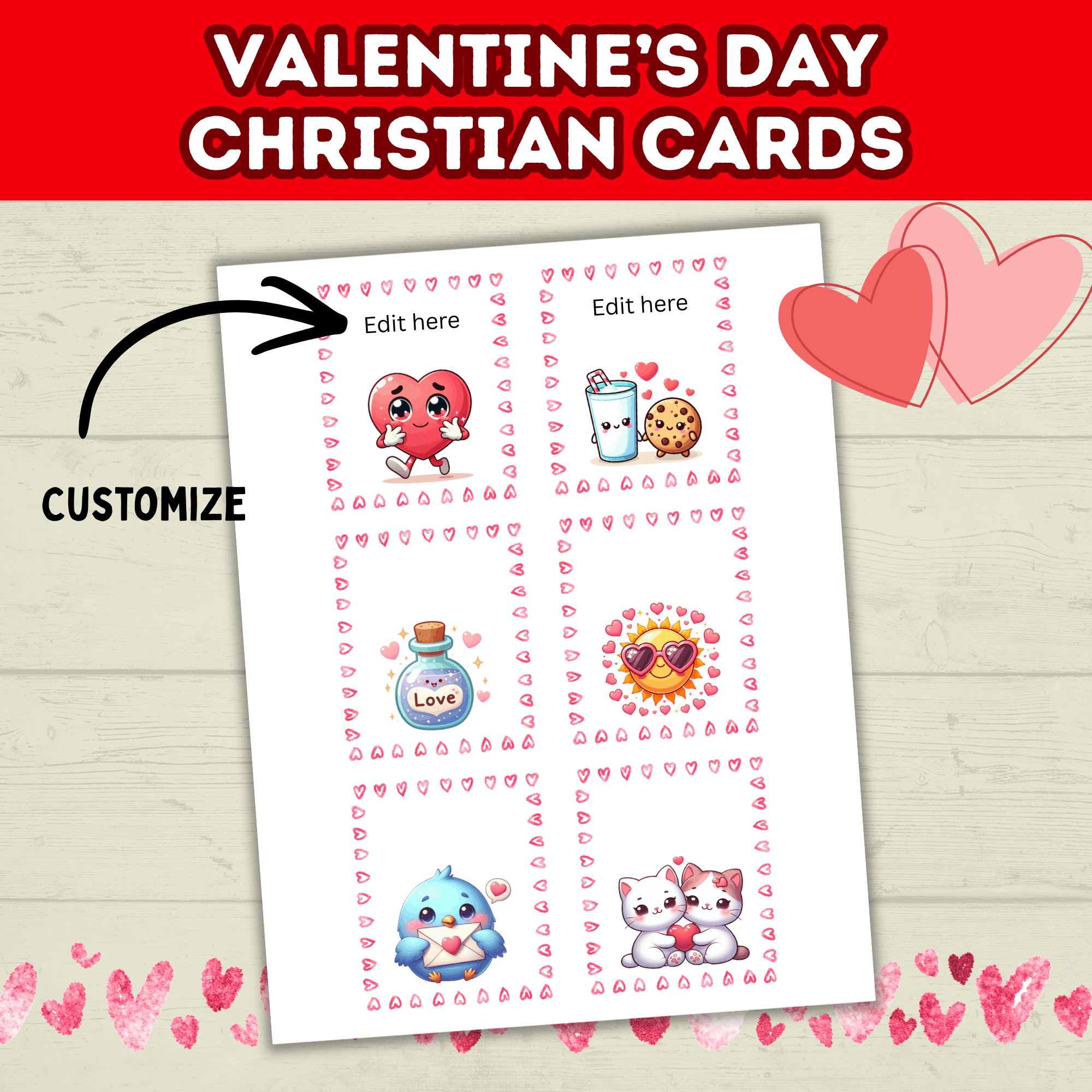 Christian Valentine's Cards for Kids, Classroom Valentines Party, Scripture Cards Printable