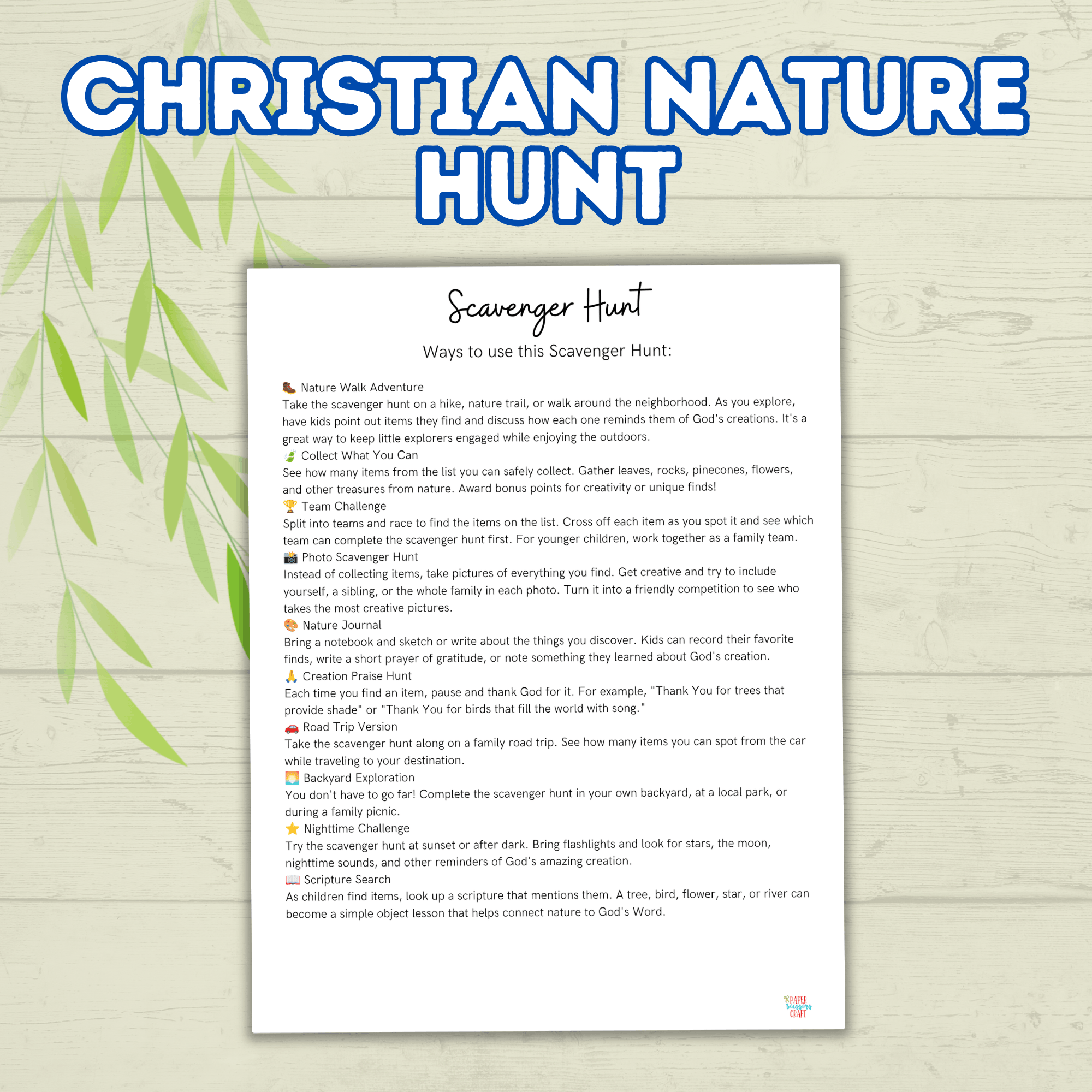 Christian Nature Walk for Kids, Christ Scavenger Hunt, Bible Scavenger Hunt, Nature Hunt, Christian Activity, VBS, Sunday School Activity