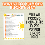 Summer Christian Bucket List for Kids, Christian Activity, Summer Activities