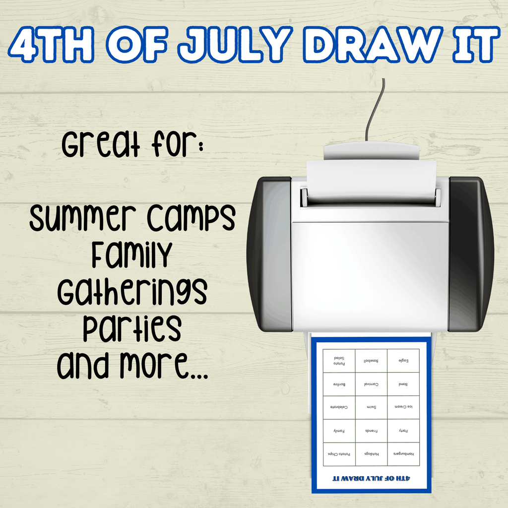 4th of July Games Adults and Kids, Draw it 4th of July, 4th of July Charades, Summer Games, Independence Games, Fourth of July Family Game