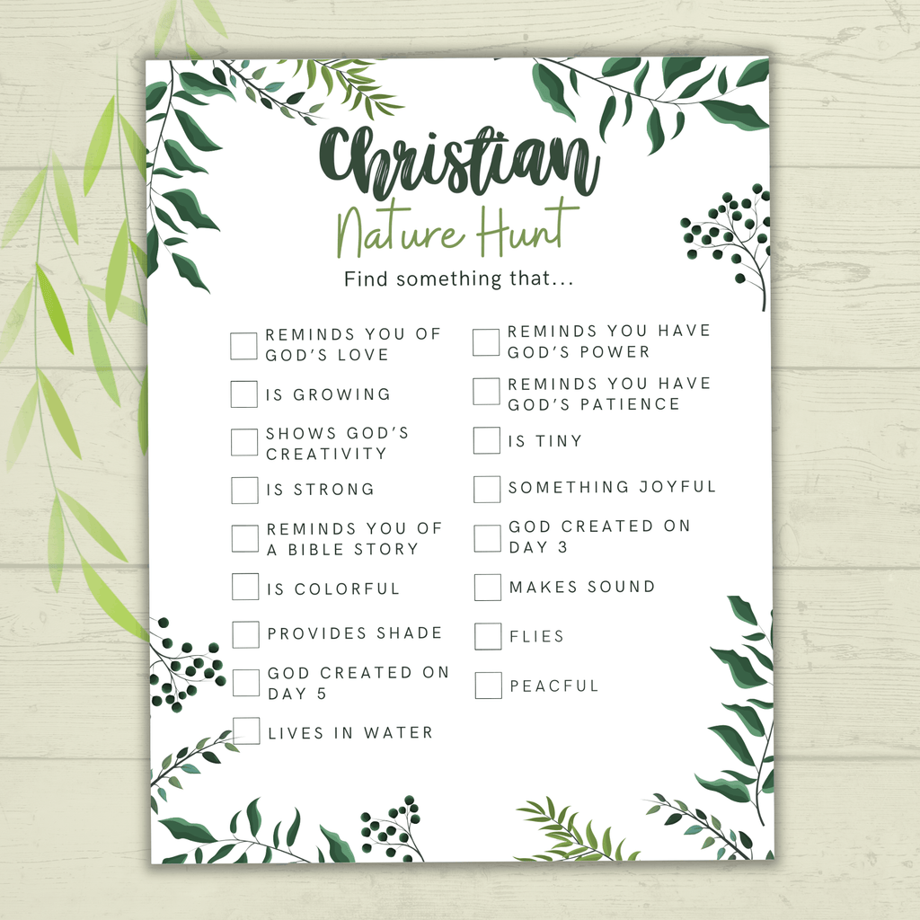Christian Nature Walk for Kids, Christ Scavenger Hunt, Bible Scavenger Hunt, Nature Hunt, Christian Activity, VBS, Sunday School Activity