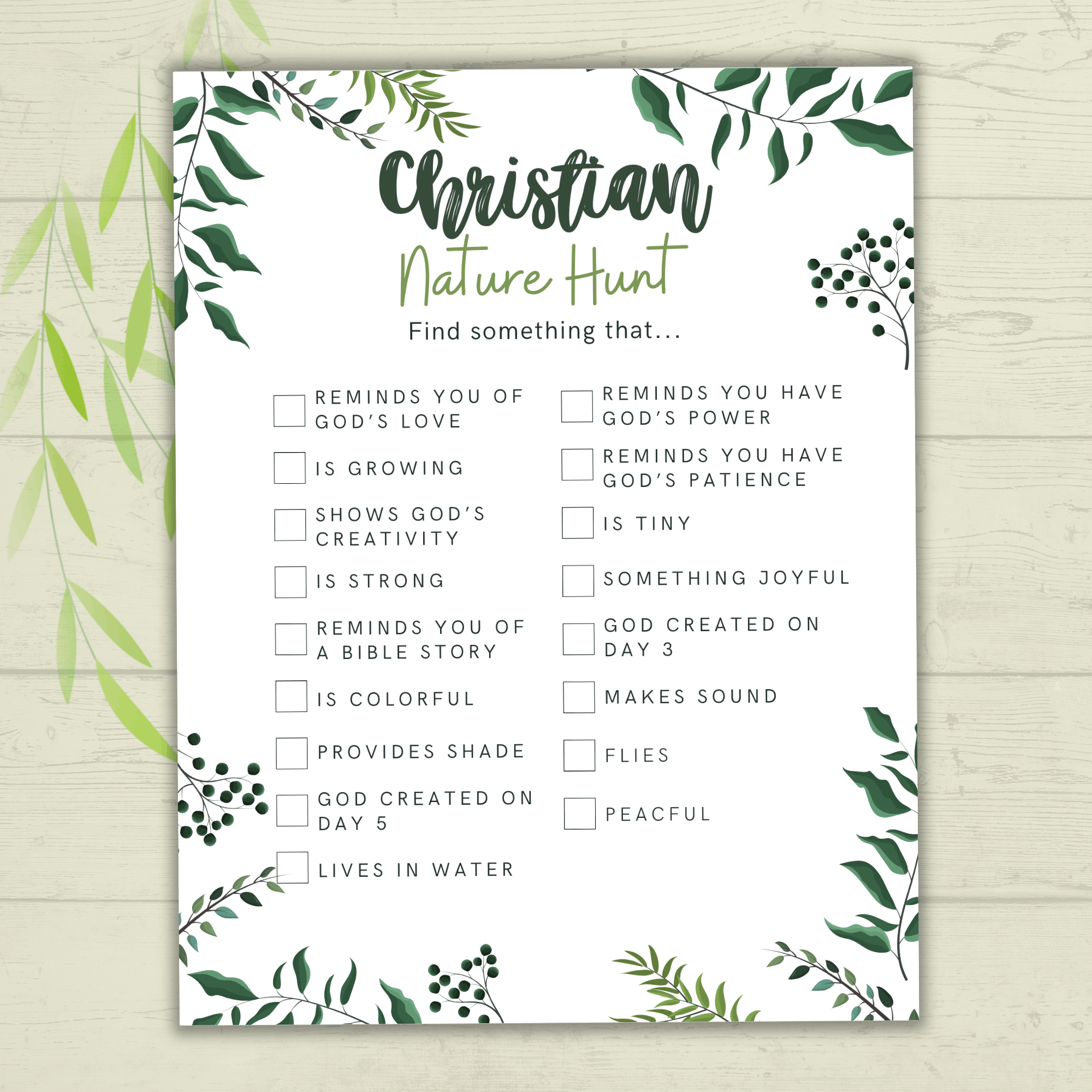 Christian Nature Walk for Kids, Christ Scavenger Hunt, Bible Scavenger Hunt, Nature Hunt, Christian Activity, VBS, Sunday School Activity
