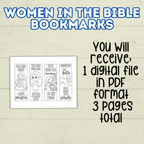 Women in the Bible Bookmarks, Bible Bookmarks, Christian Bookmarks, Sunday School Craft, Esther, Mary, Women at the Well, Coloring Pages
