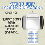 4th of July Forbidden Words Games for Adults and Kids, 4th of July Activity, Patriotic Games, Summer BBQ family games, Independence Day,