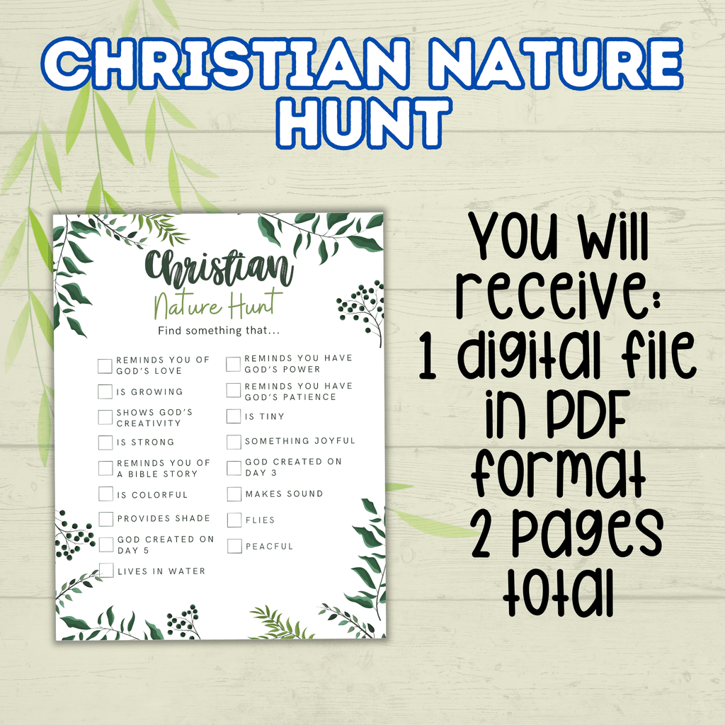 Christian Nature Walk for Kids, Christ Scavenger Hunt, Bible Scavenger Hunt, Nature Hunt, Christian Activity, VBS, Sunday School Activity