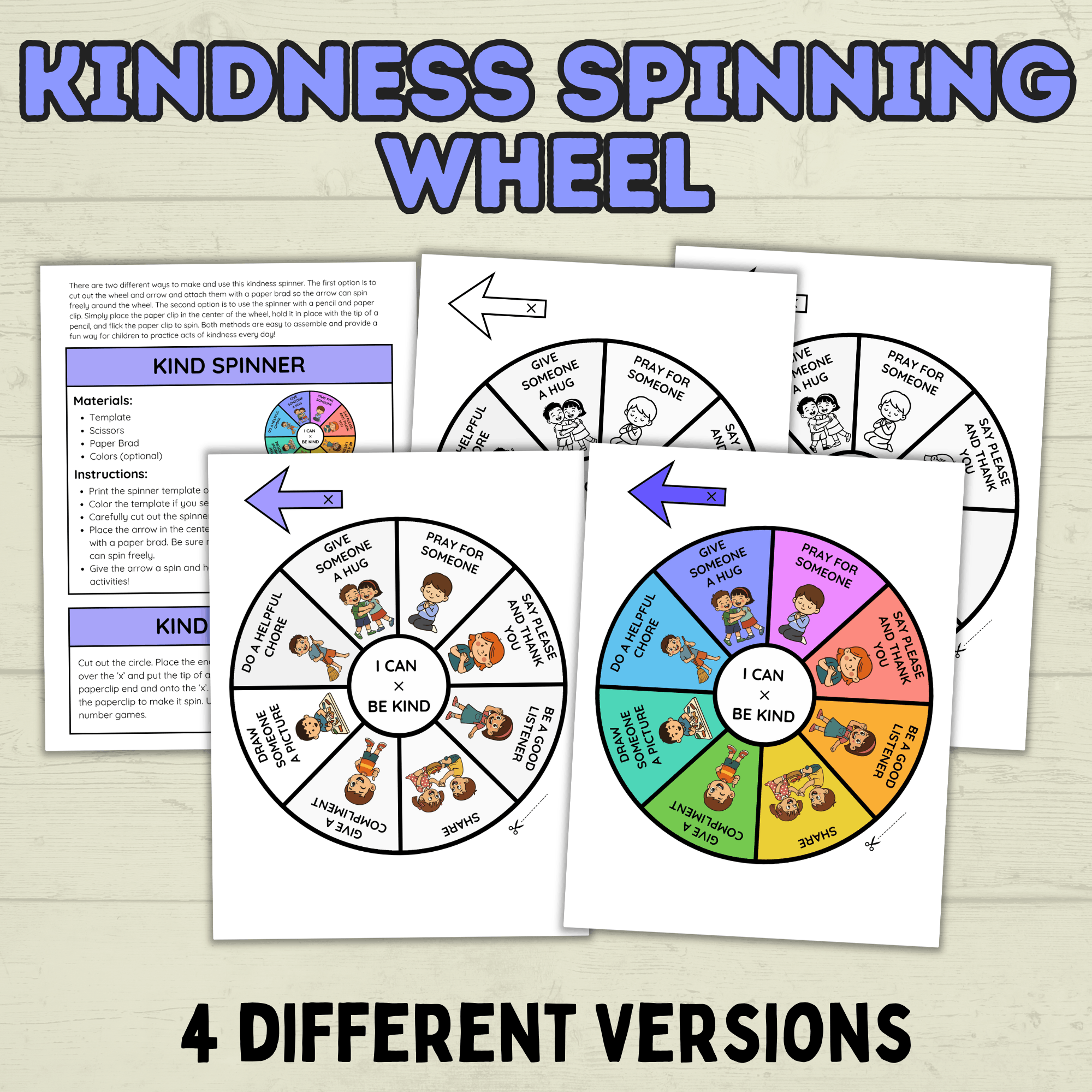 Kindness Craft for Kids, Kindness Spinner Craft, I Can Be Kind, Sunday School Craft