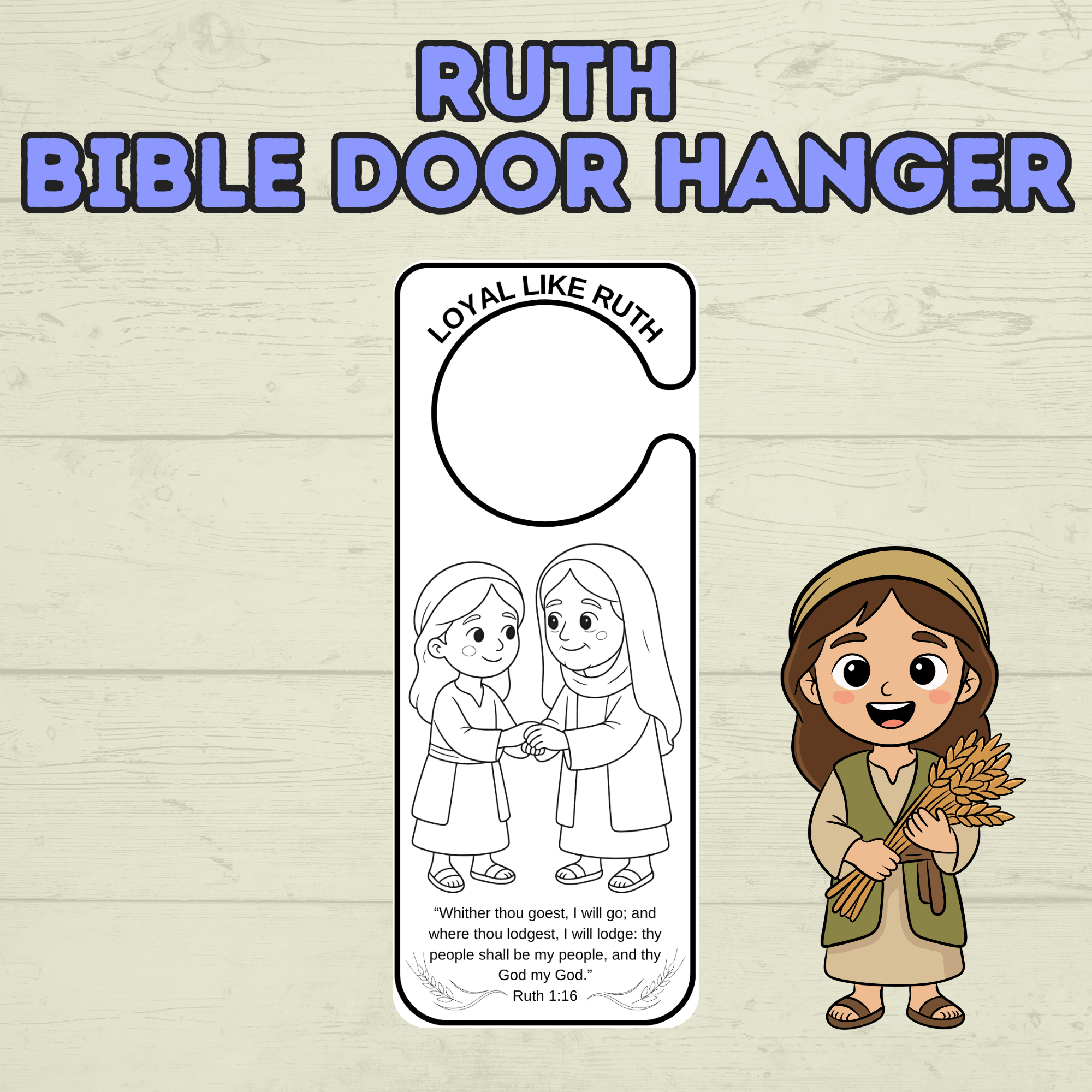 Ruth and Naomi Door Hanger, Bible story, Bible Craft,Sunday School Craft, Ruth