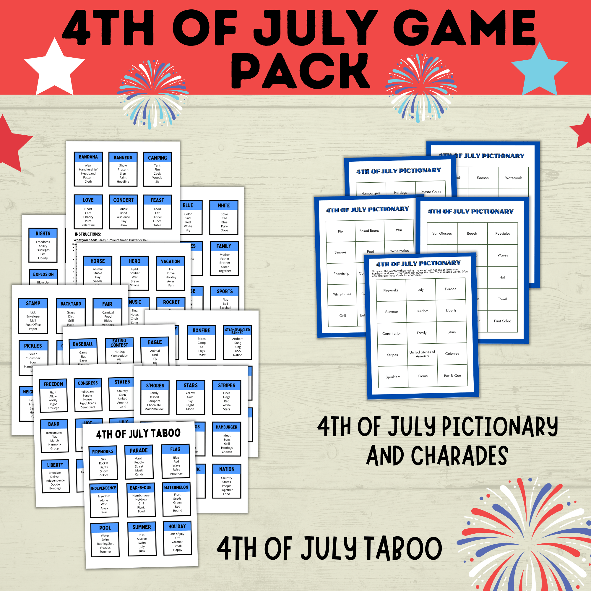 4th of July Games Pack | 4th of July Bundle | 4th of July Party Games Pack | Kids Games | Family Games | 4th of July Printables