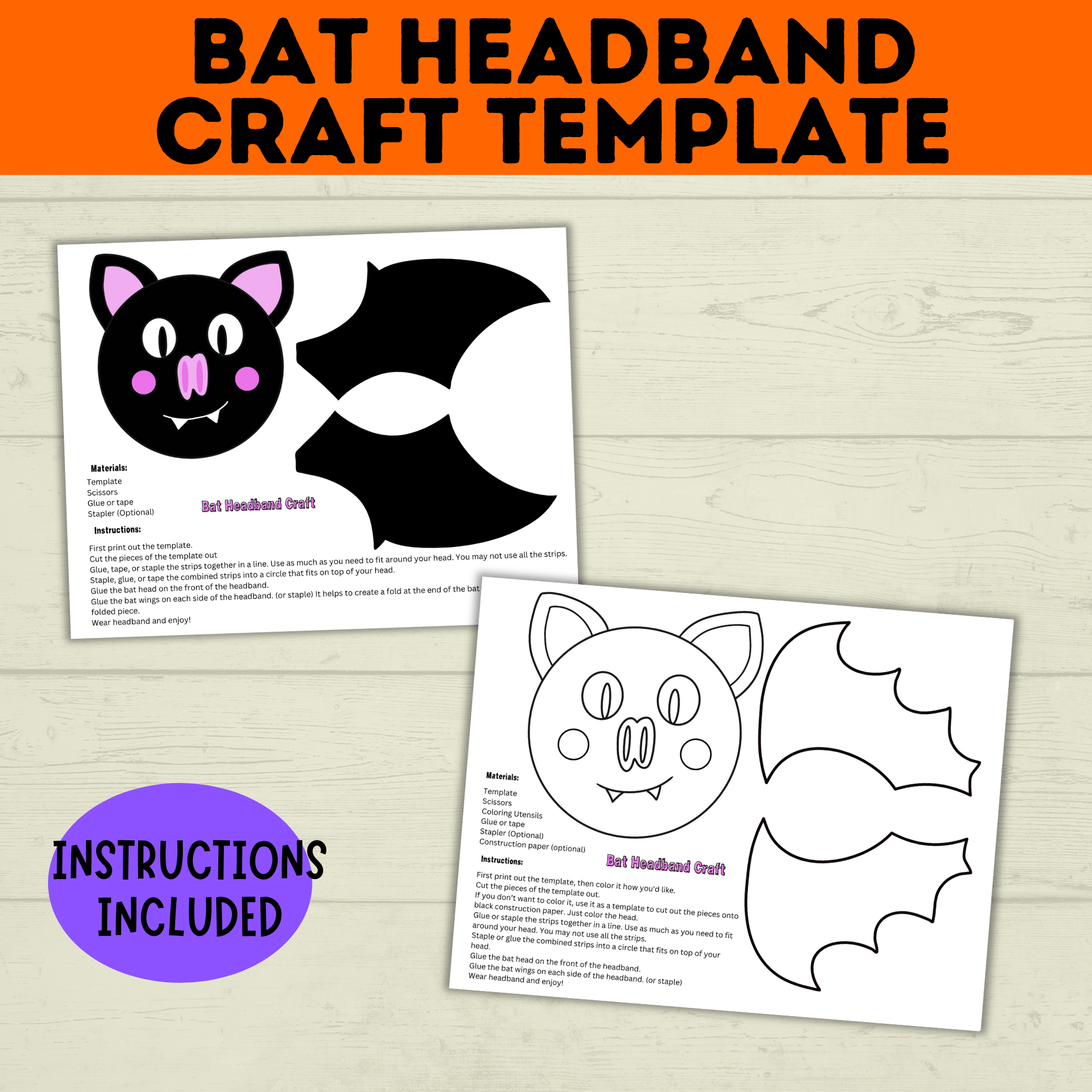 Bat Headband Craft for Kids and Preschoolers