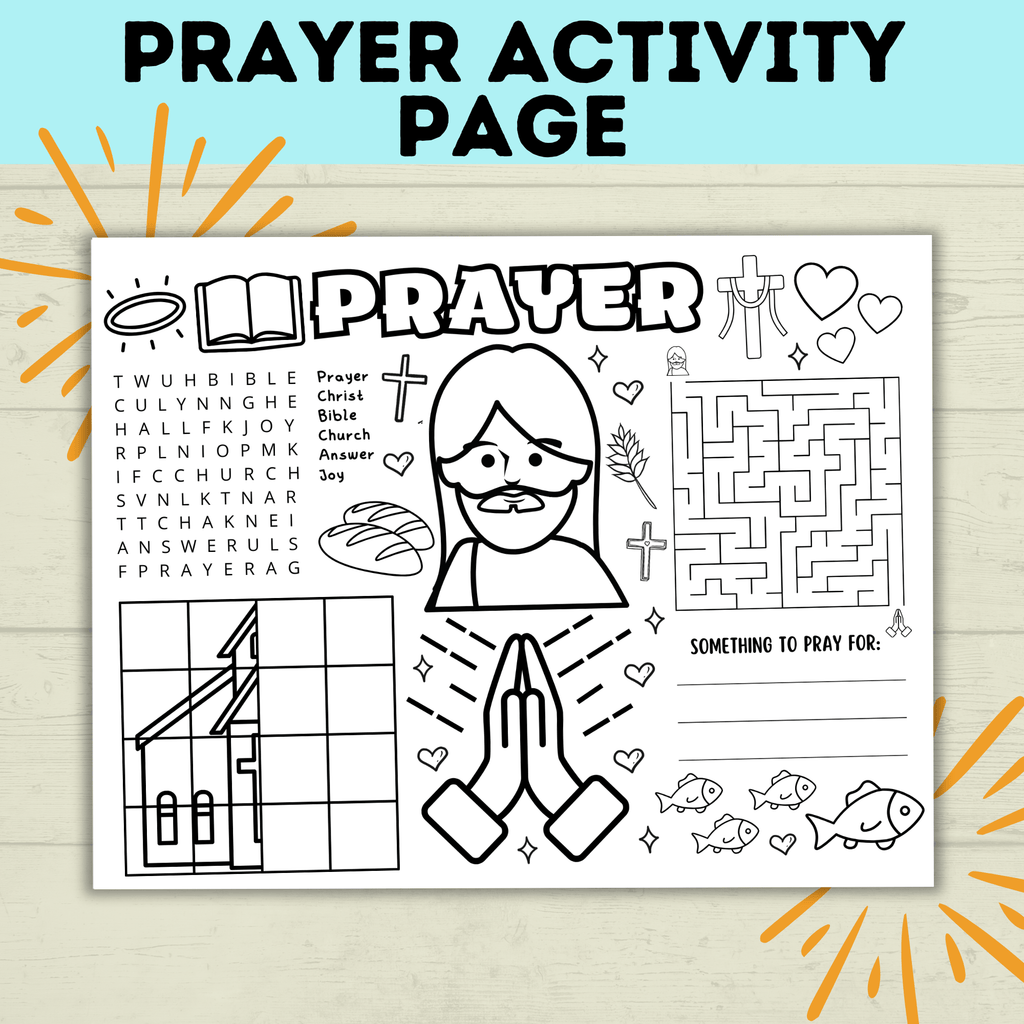 Prayer Activity Page for Kids | Sunday School Activity Page | Teach kids to Pray | Prayer Activities | Prayer Craft | Kids Crafts | Digital